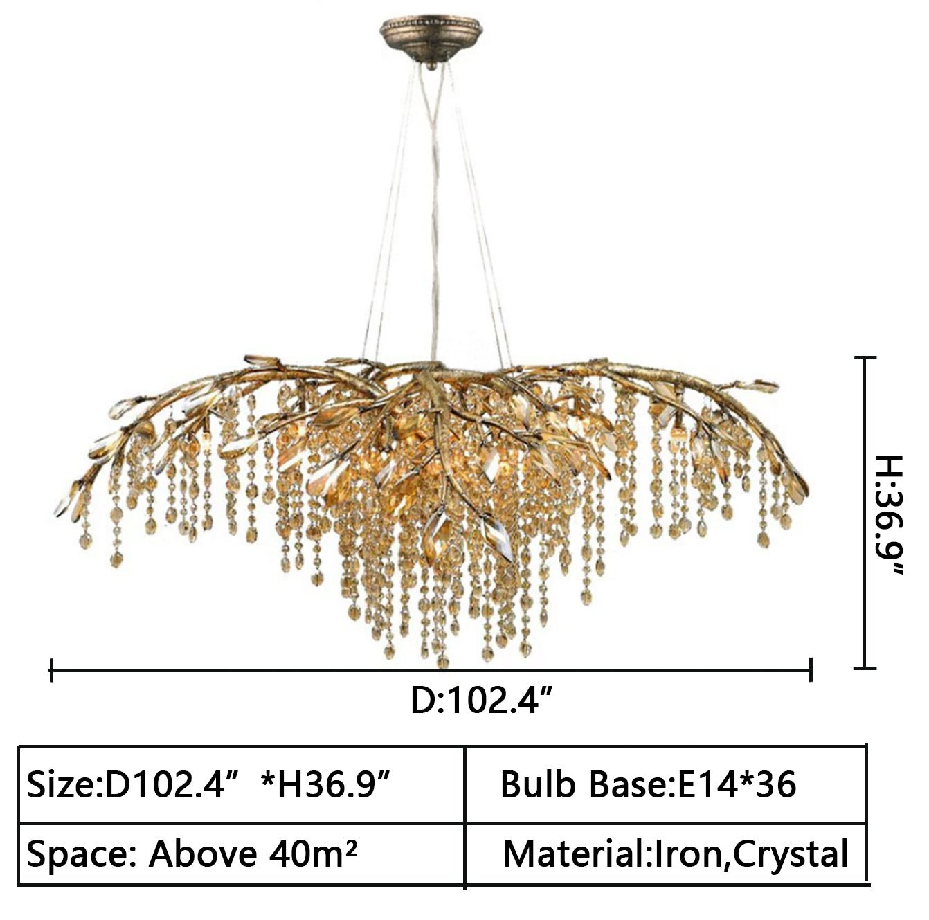 New Luxury Branch Crystal Pendant Chandelier Designer Creative Art Dining Room/Living Room Light Fixture
