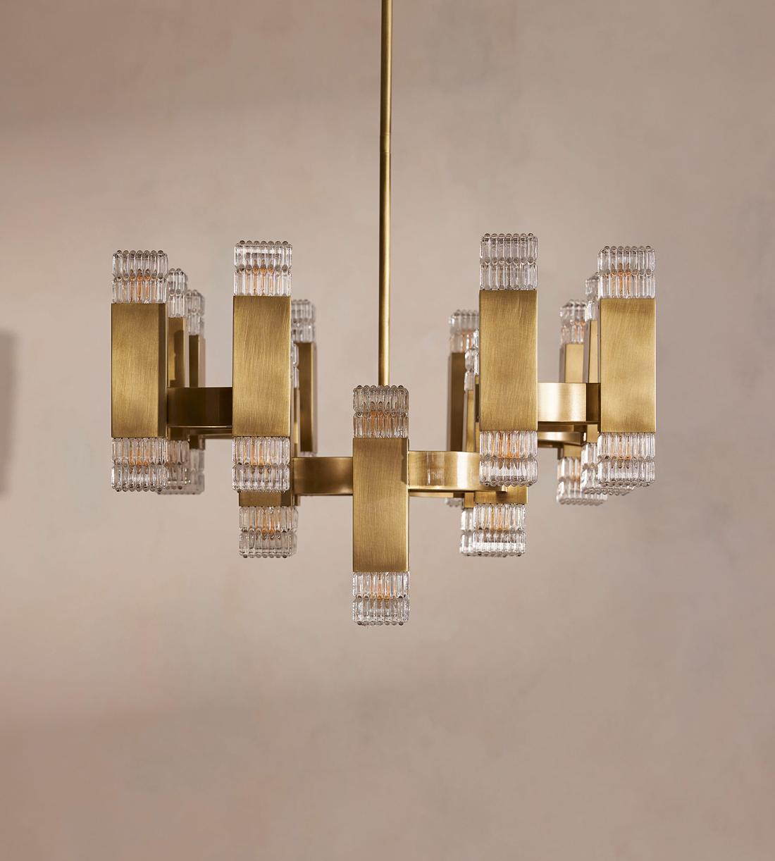 Kennedy Glass Chandelier 32"W