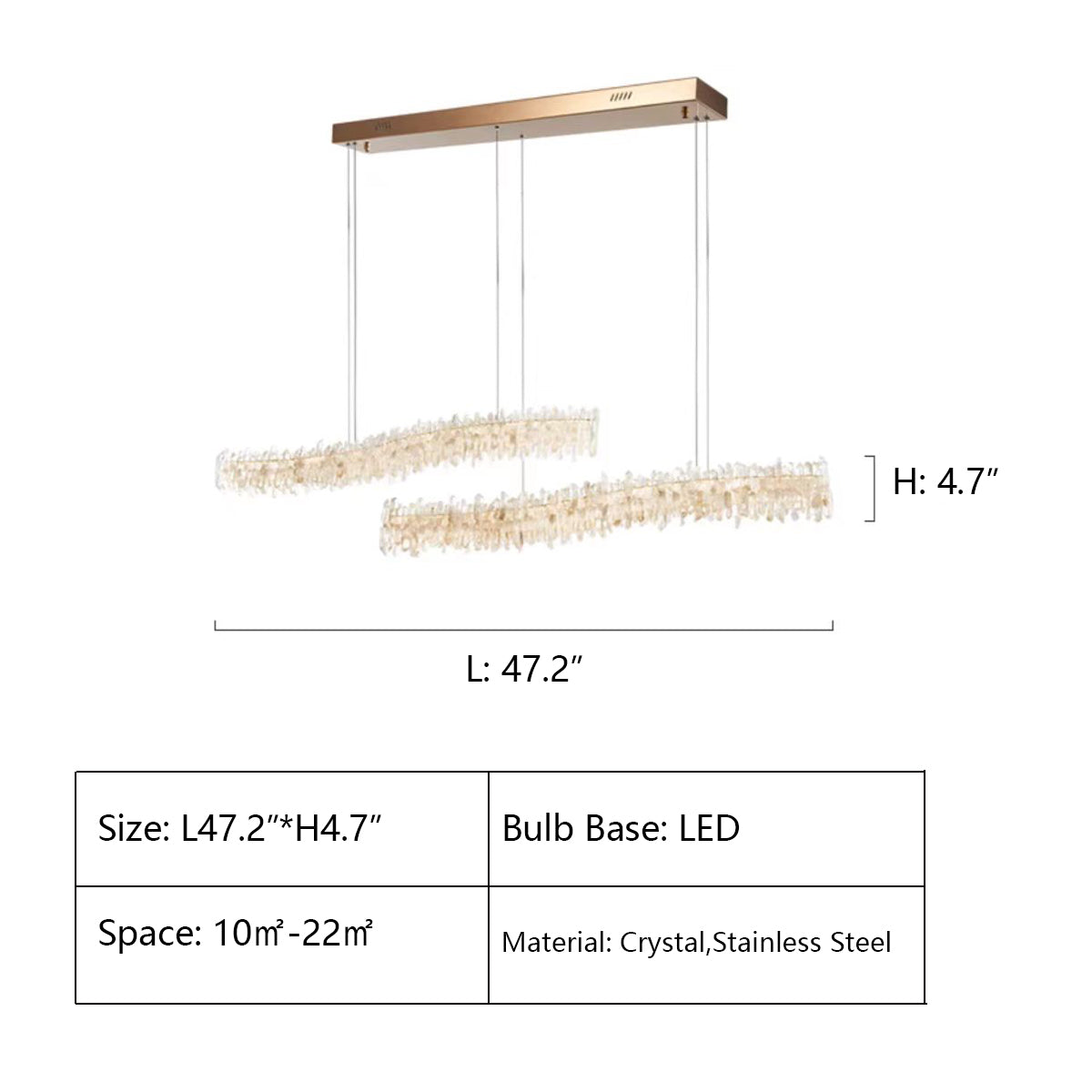Modern Light Luxury Designer Model Natural Crystal Stone Long Dining Chandelier Furniture for Dining Room/Kitchen Island/Study Room