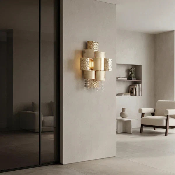 Amadeo Square Brass Crystal Sconce