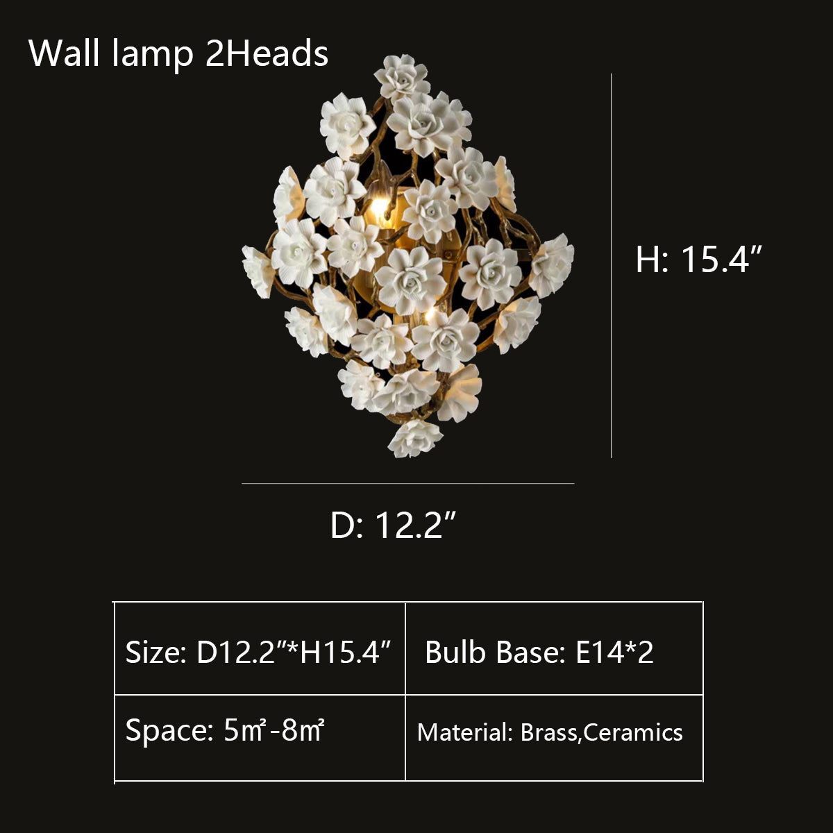 Brass and Ceramic Flower Art Chandelier Post Modern Light Luxury Style for Living and Dining Areas