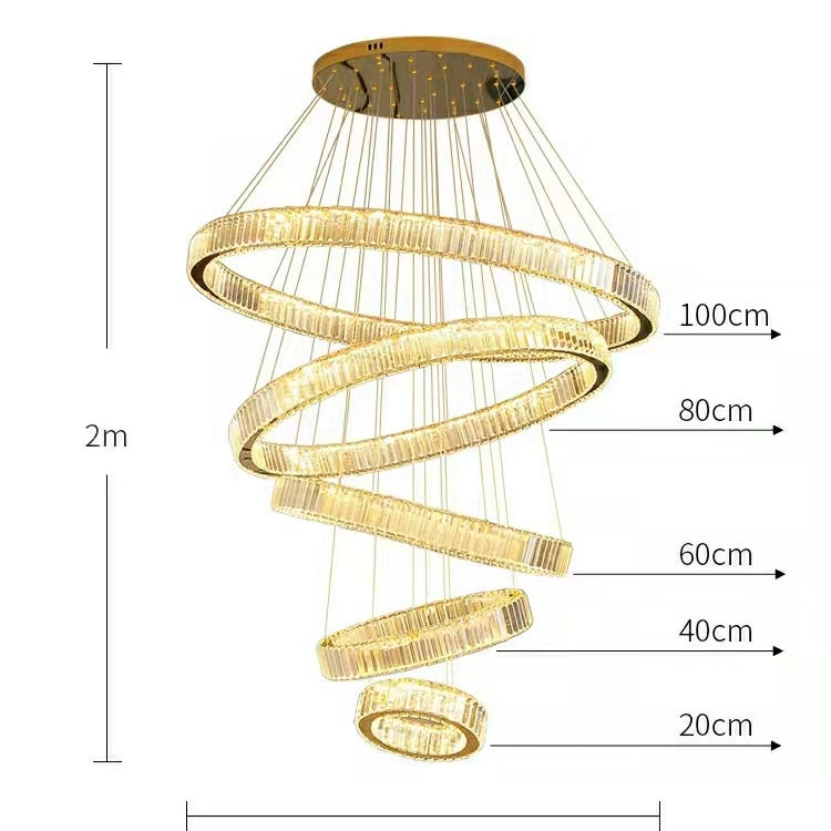 Modern Front Entryway Chandelier 5/6/7 Rings Crystal Gold/ Chrome Finish Ceiling Lamp
