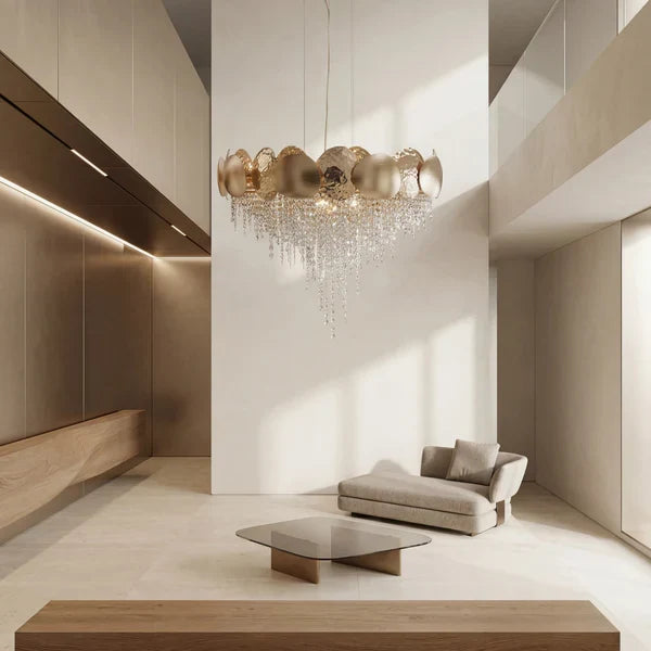 Amadeo Round Brass Crystal Chandelier