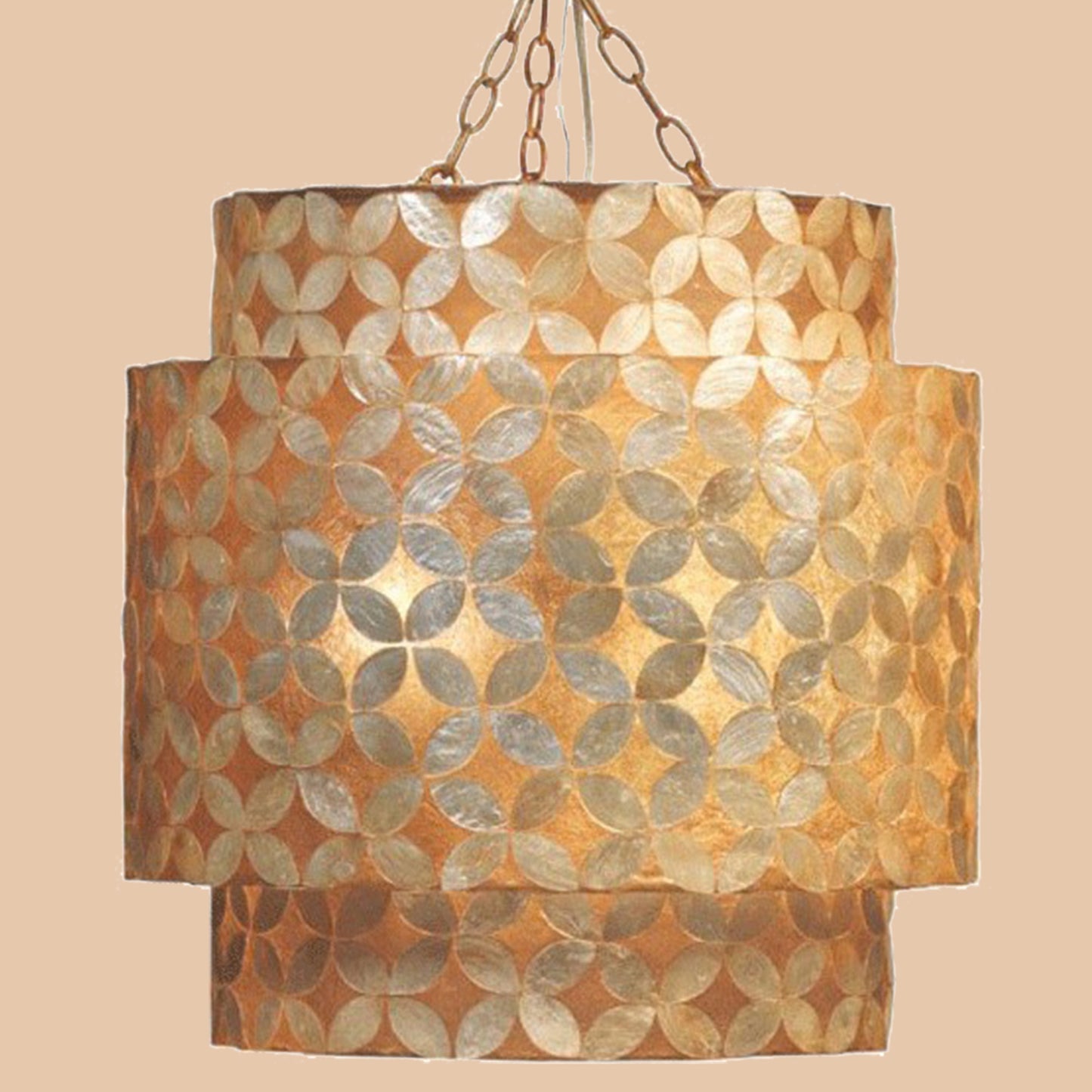 Layered Capiz Shell Pendant Chandelier