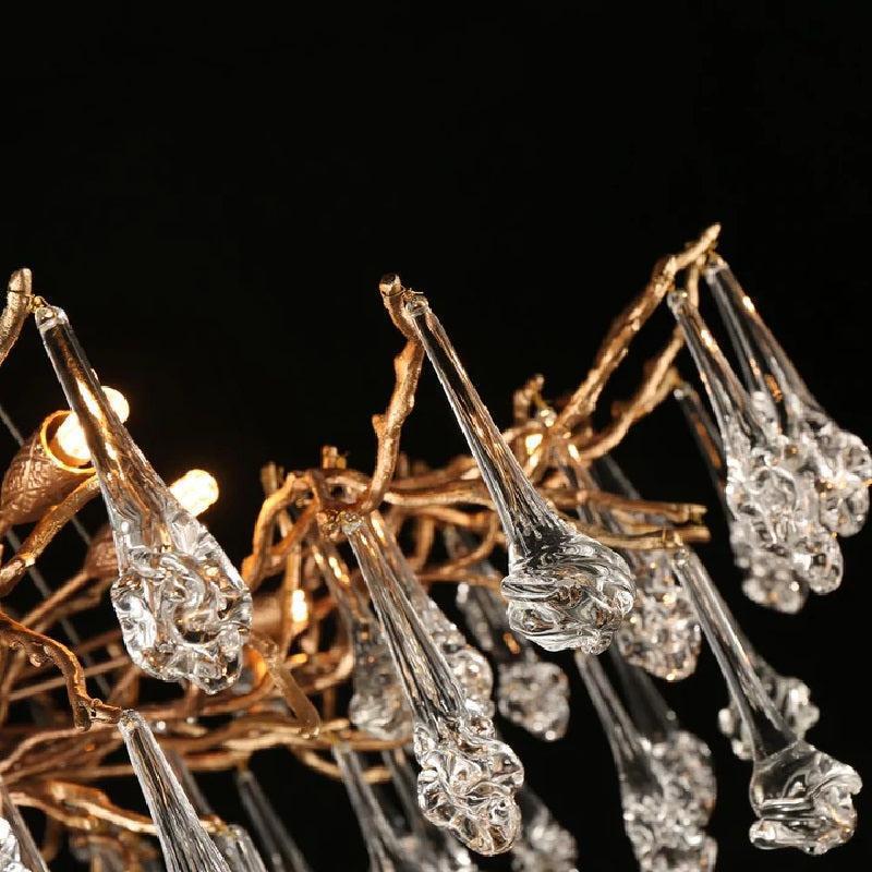 Creative Rose Crystal Brass Branch Chandelier