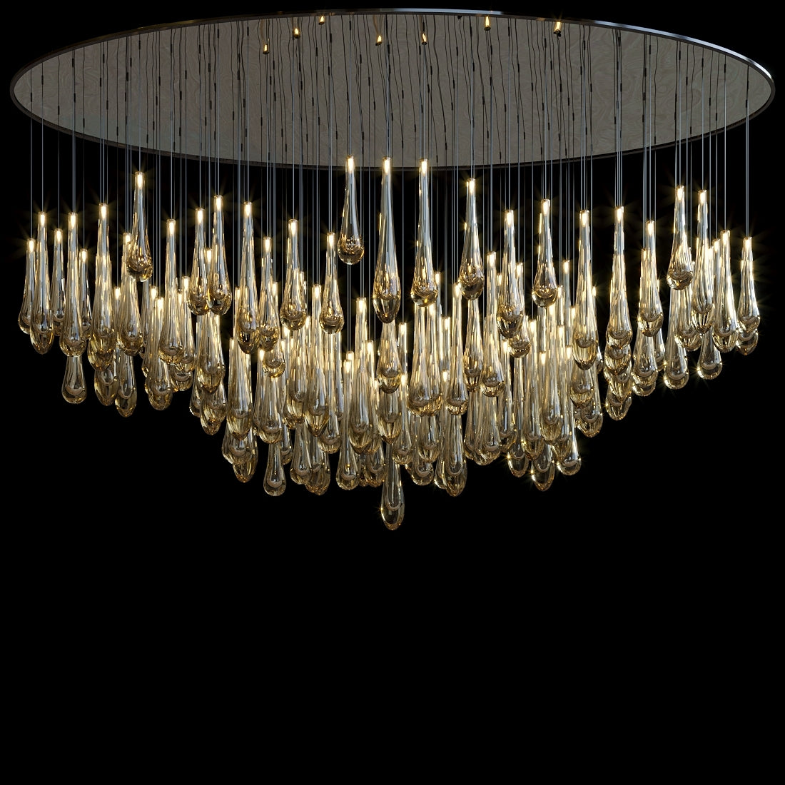 Amber Teardrop Rain Glass Chandelier