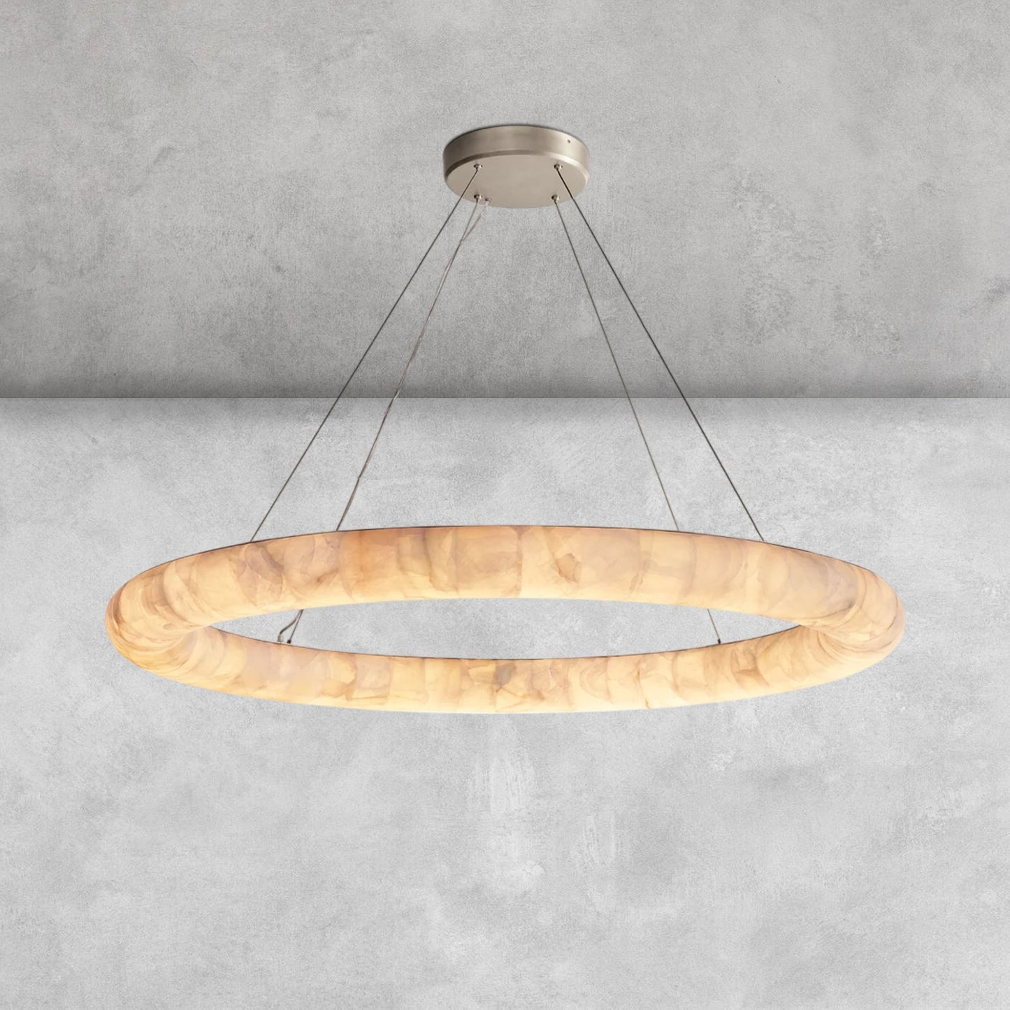 Riora Lisse Alabaster Round Chandelier 31" 41" 61"D