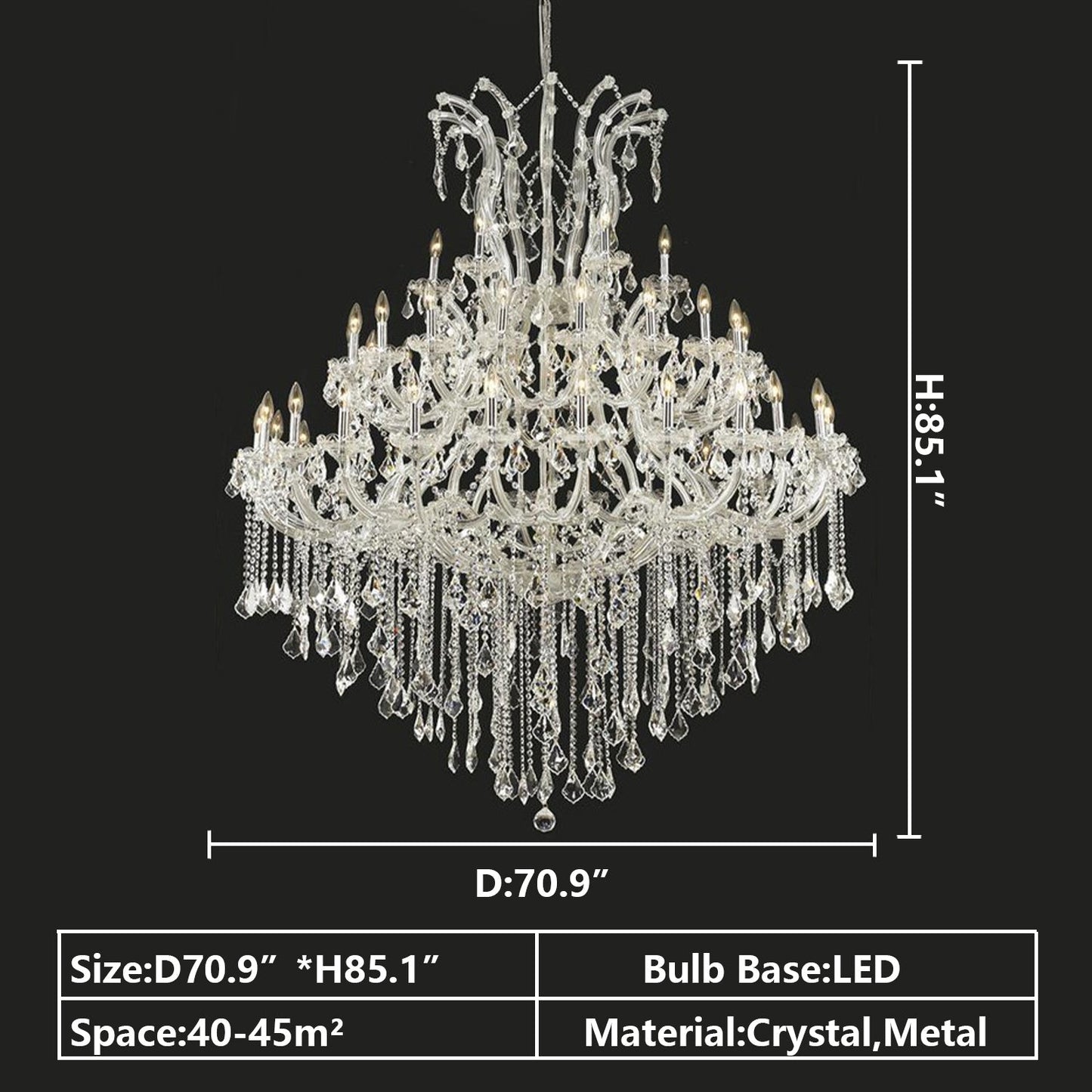 Oversized European Chrome Classic Candle Branch Crystal Chandelier for 2-Story/Duplex Buildings