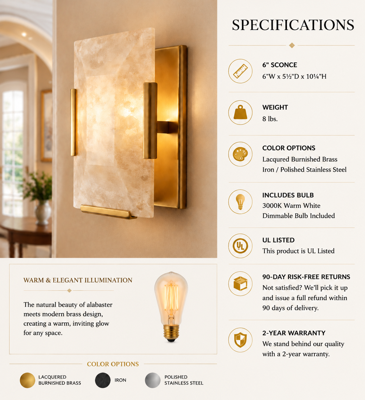 Hadilor Calcite Sconce