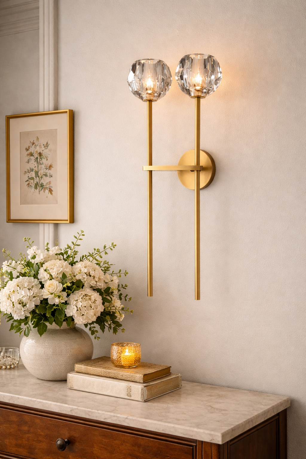 Beyle di Cristal Clear Glass Grand Double Sconce