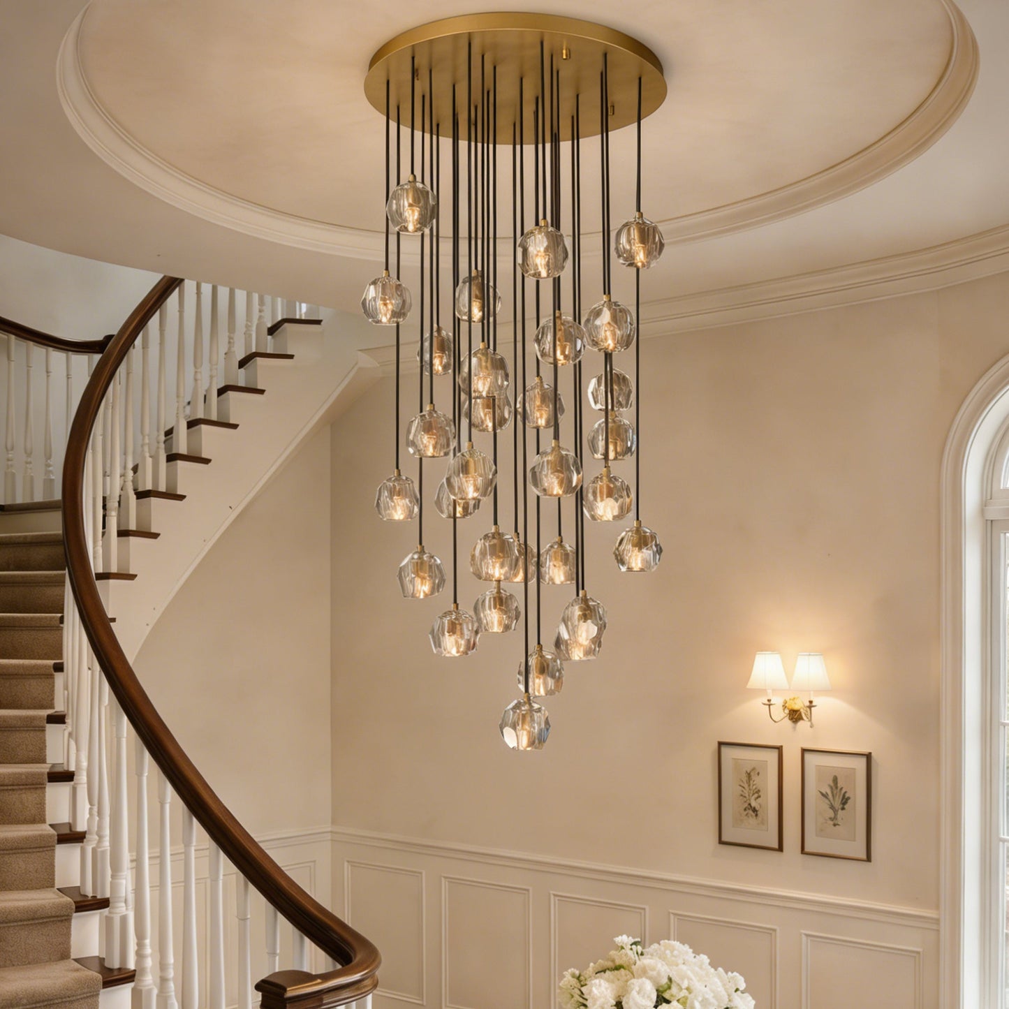 Beyle di Cristal Round Cluster Chandelier