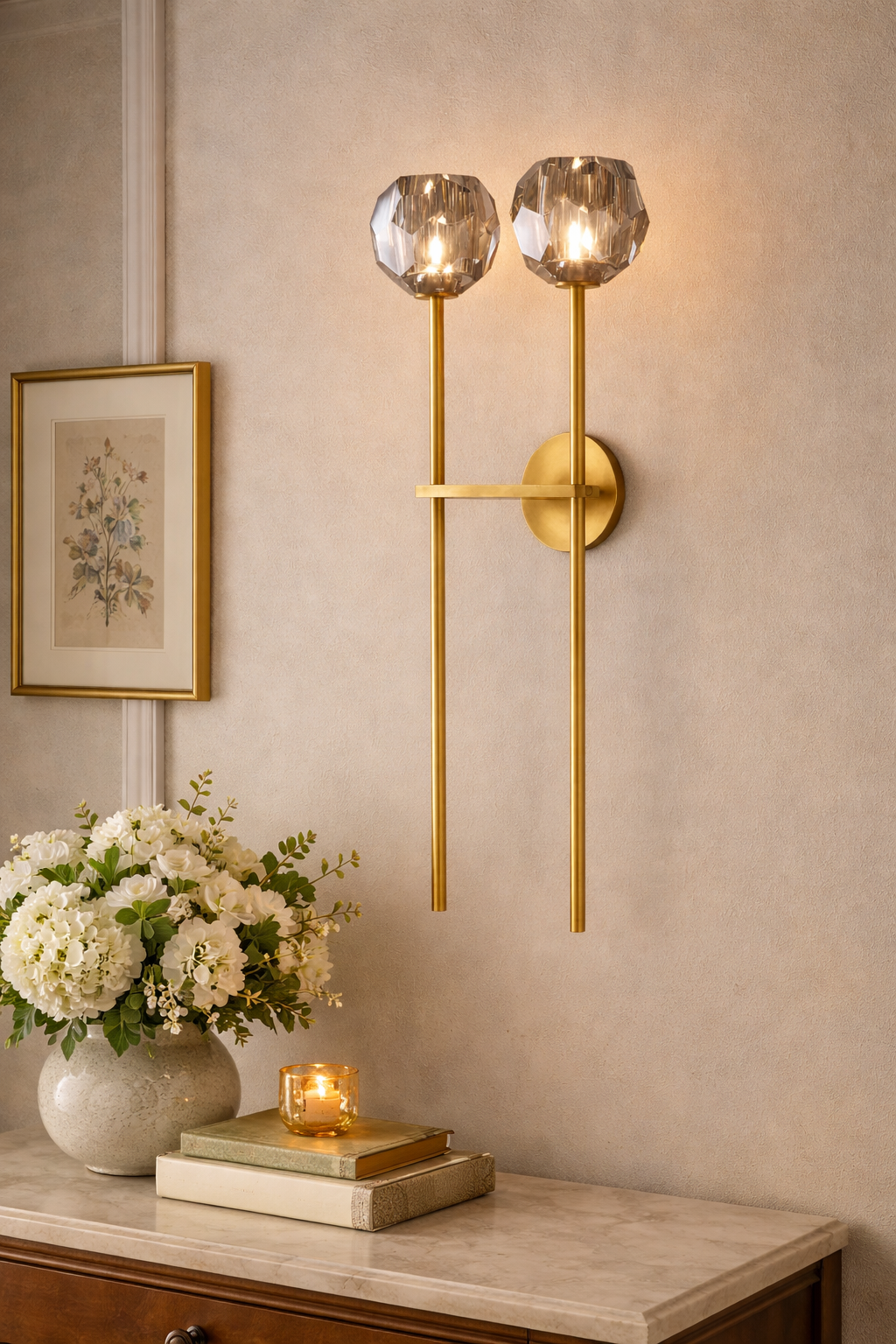 Beyle di Cristal Smoke Glass Grand Double Sconce