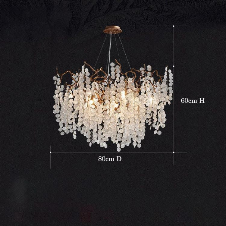 TLL Akari Modern Gold Chandelier Light Fixture, Round Branch Chandelier
