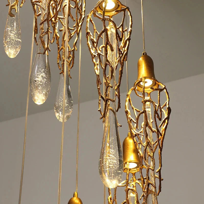 Stairwell Branch Strata Crystal Spiral Chandelier