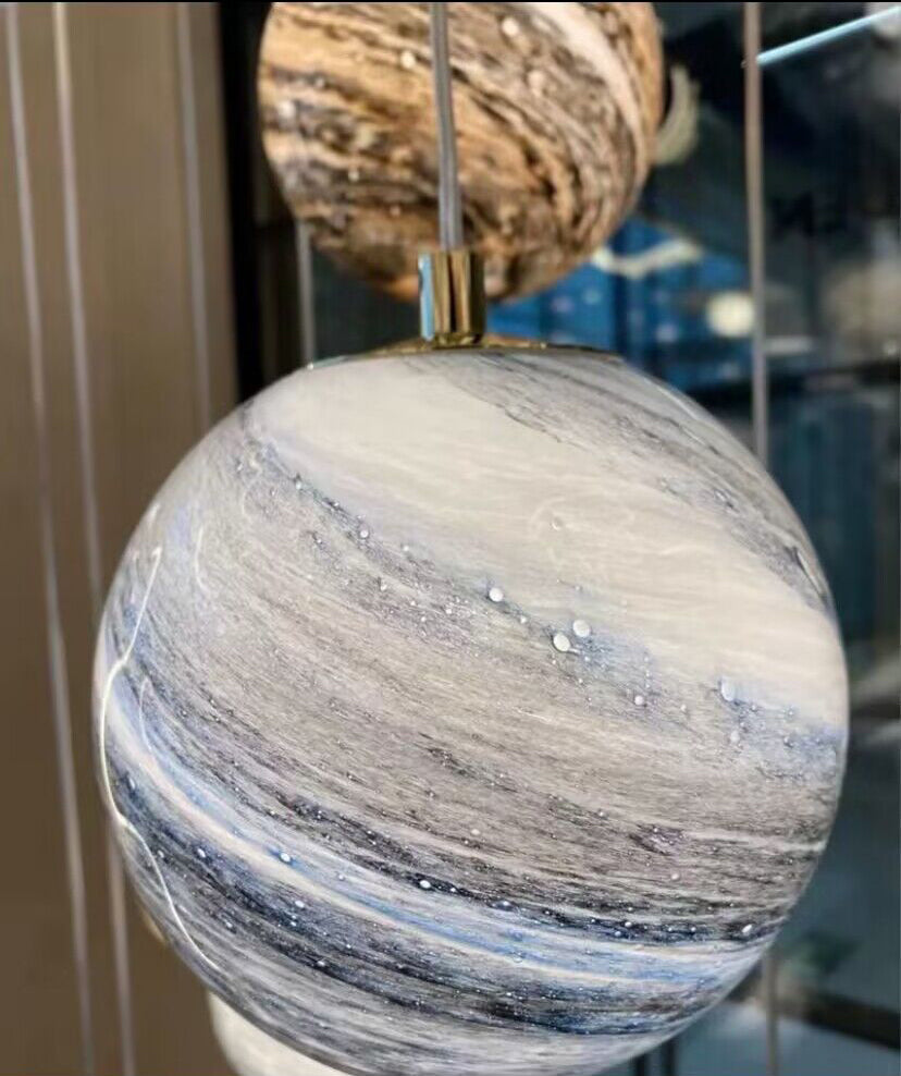 Nordic Planet Creative Long Ball Pendant Chandelier Staircase Foyer