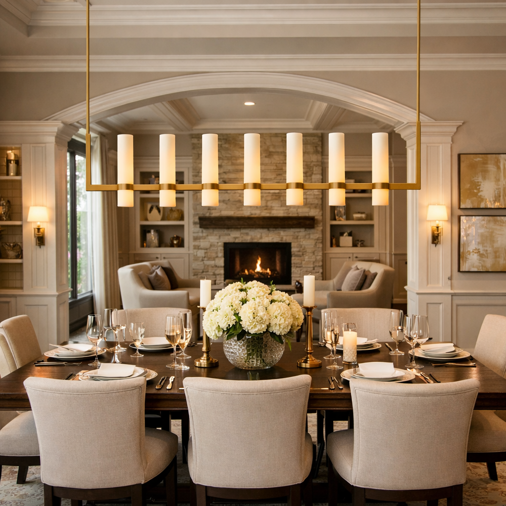 Racerret Linear Milk Glass Chandelier