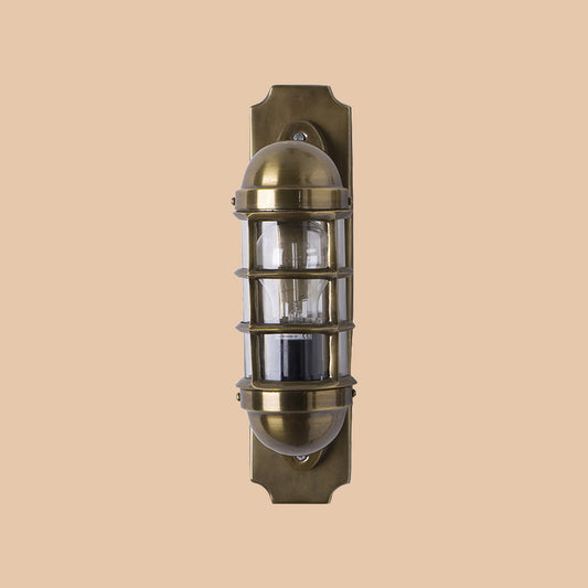 Mariner Antique Brass Caged Wall Sconce