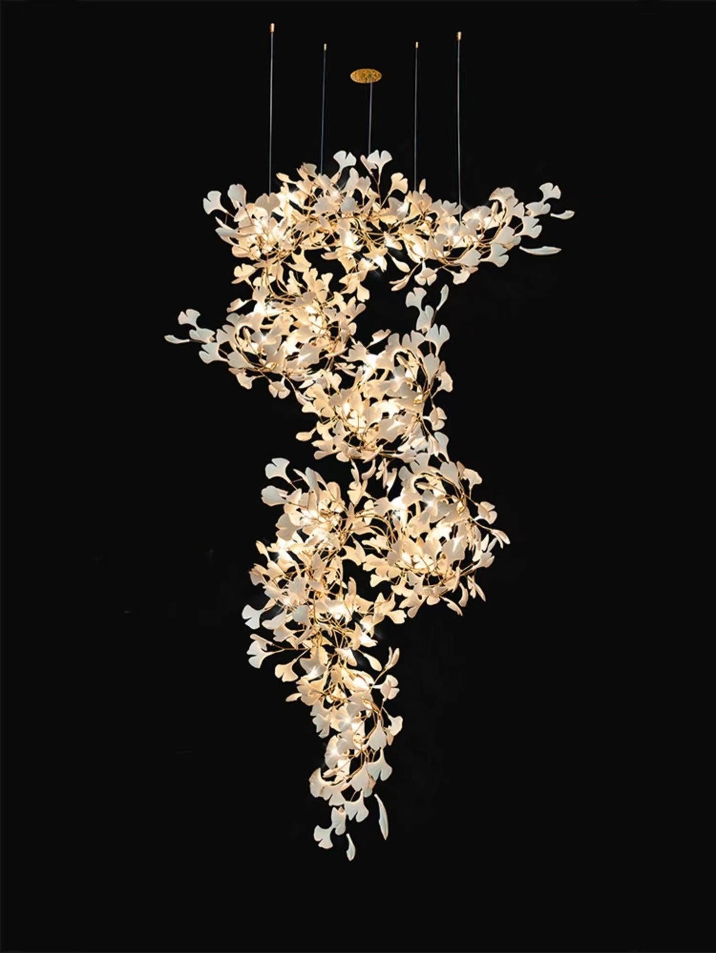 Modern Porcelain Ginkgo Branch Chandelier