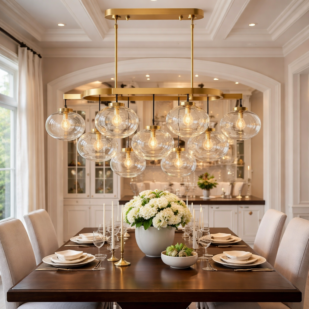 Cemisda Clear Glass Linear Chandelier