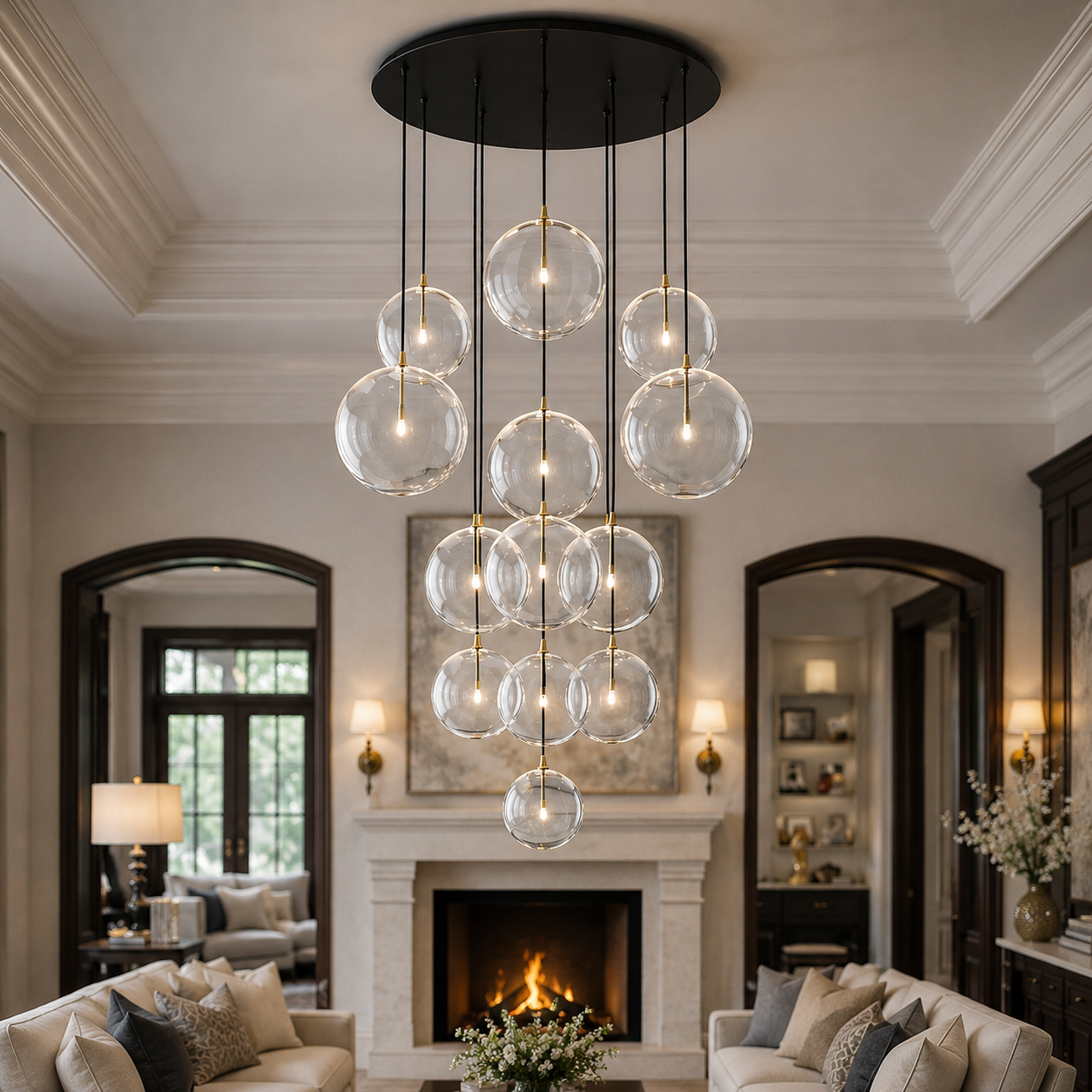 Glass Globe Cluster Chandelier