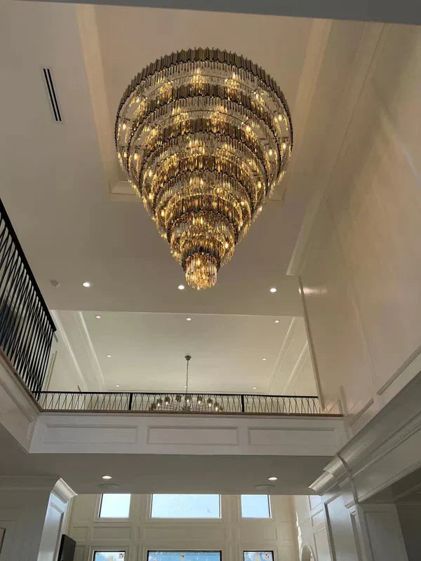 Extra Large Round Cone Tiered Crystal Chandelier