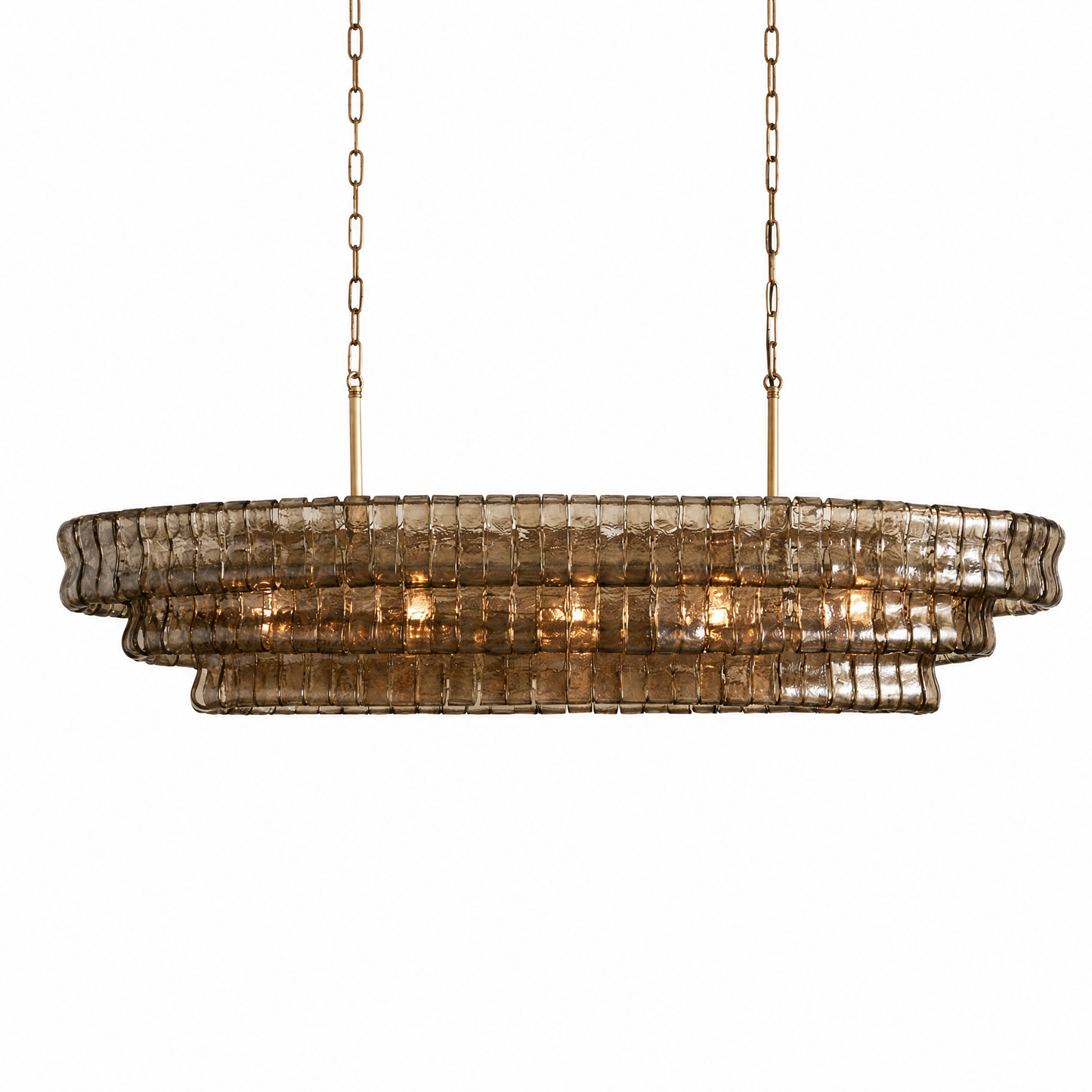 Amber Glass Pendant Light in a living room