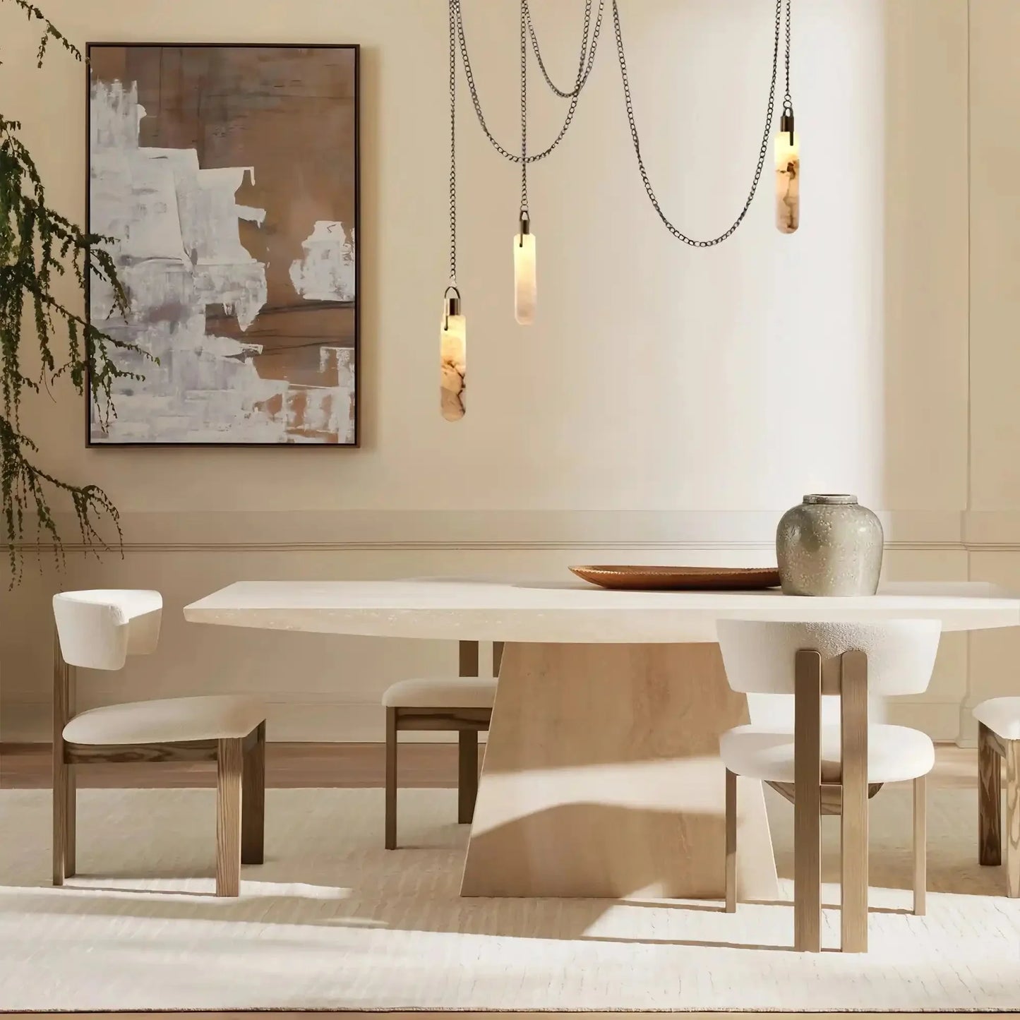 Luxury Alabaster Flint 3-Light LED Multi-Drop Pendant Light