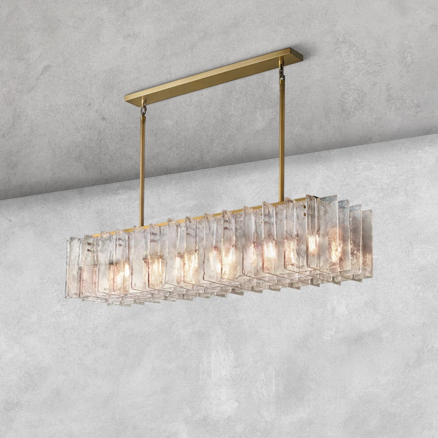 Haetic Smoke Glass Rectangular Chandelier 49'' 67''