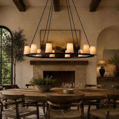 Parenlace Fabric Shade Round Chandelier