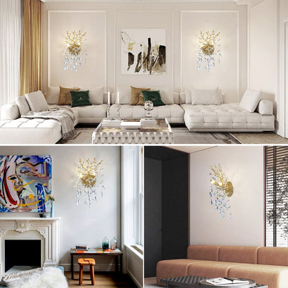 Ice Eye Crystal Gold/Silver Wall Sconce for All Rooms 10"H
