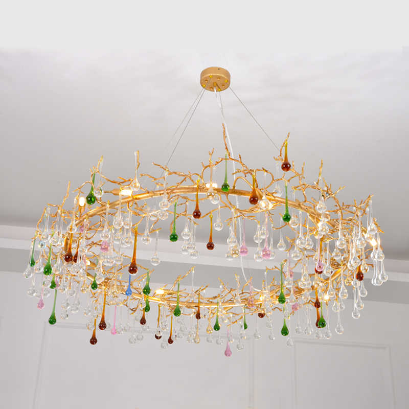 Avis Colorful Crystal Rain Branch Chandelier