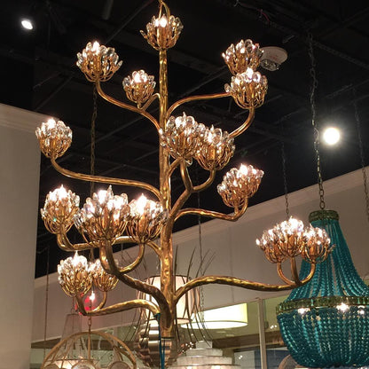 Luxury Branch Flower Chandelier in Gold for Living Room Staircase and Bedroom Lighting