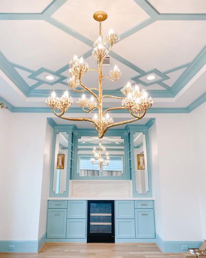 Luxury Branch Flower Chandelier in Gold for Living Room Staircase and Bedroom Lighting