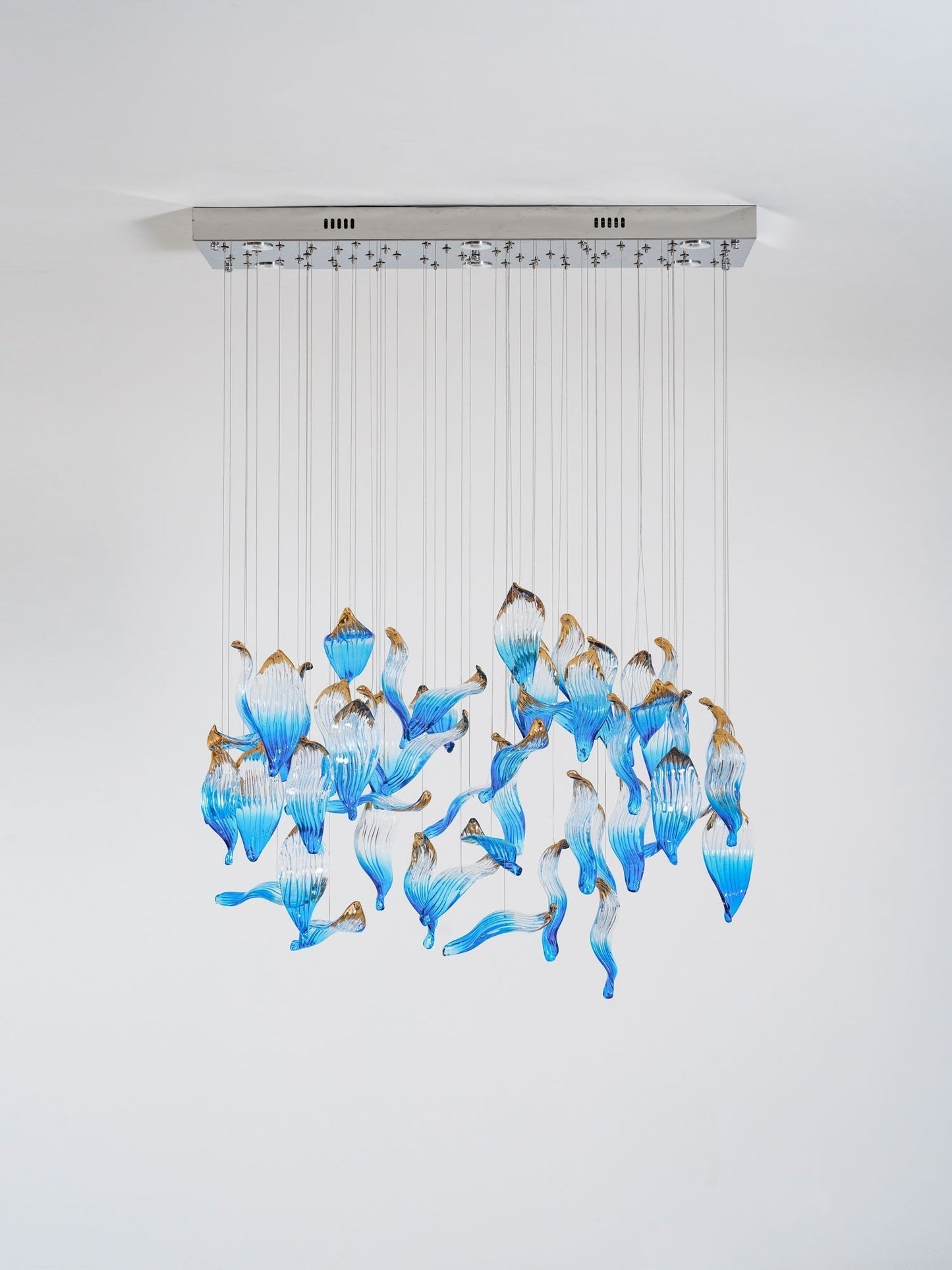 Galaxy Ocean Drift Blown Glass Crystal Spiral Chandelier