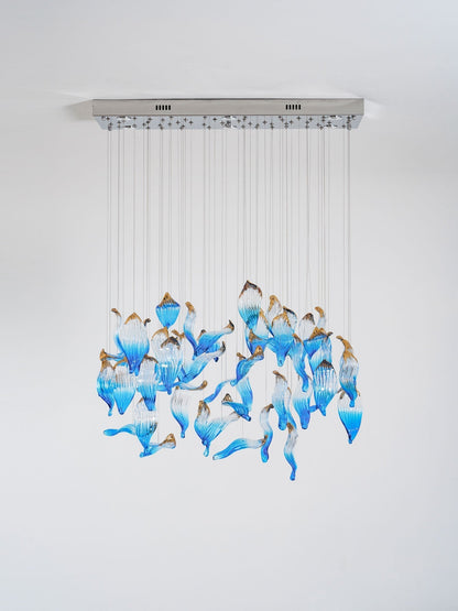 Galaxy Ocean Drift Blown Glass Crystal Spiral Chandelier