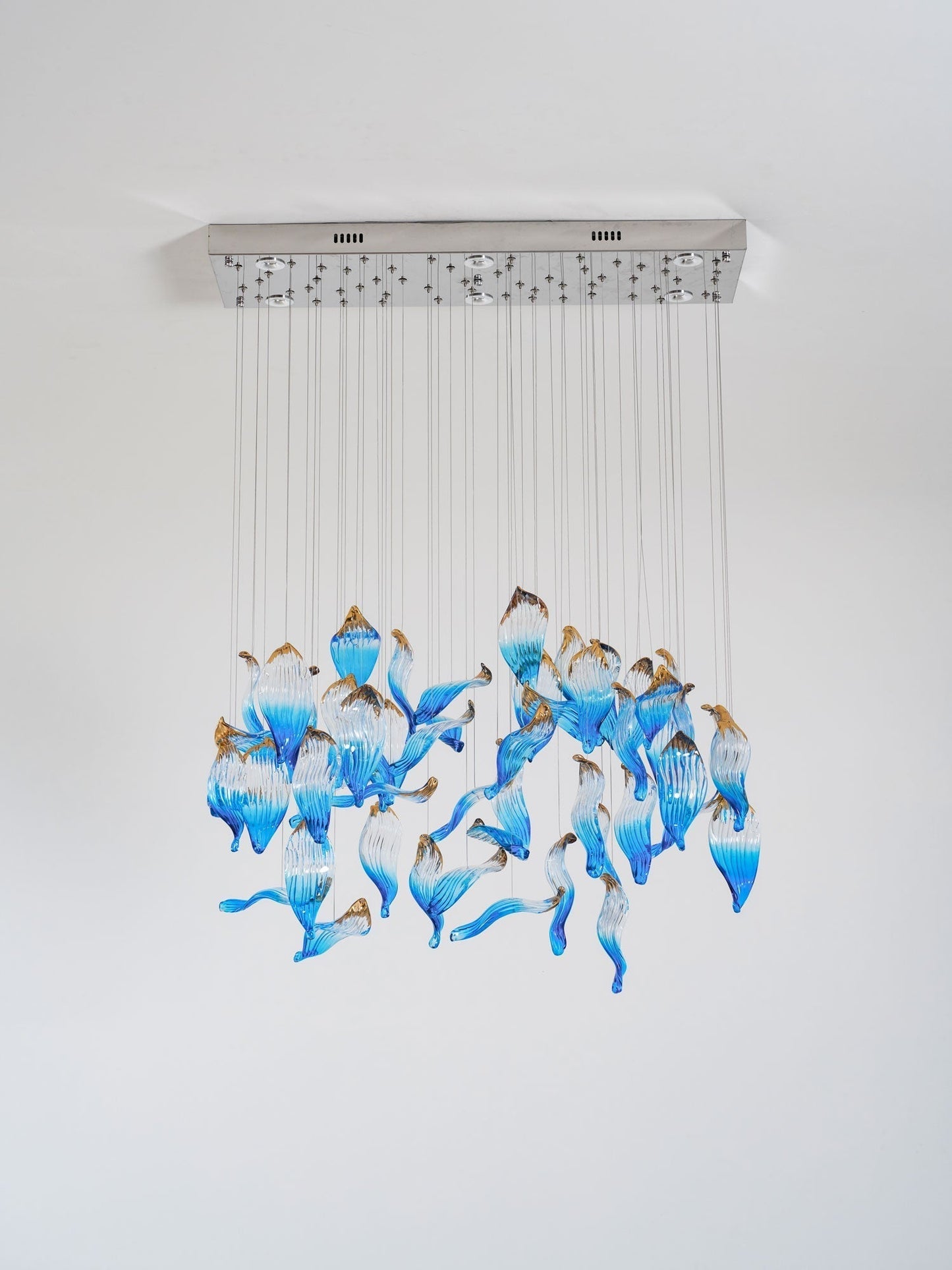 Galaxy Ocean Drift Blown Glass Crystal Spiral Chandelier