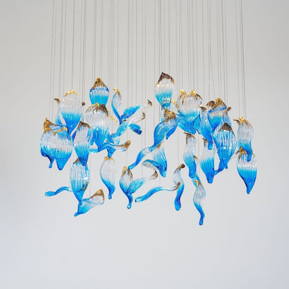 Galaxy Ocean Drift Blown Glass Crystal Spiral Chandelier