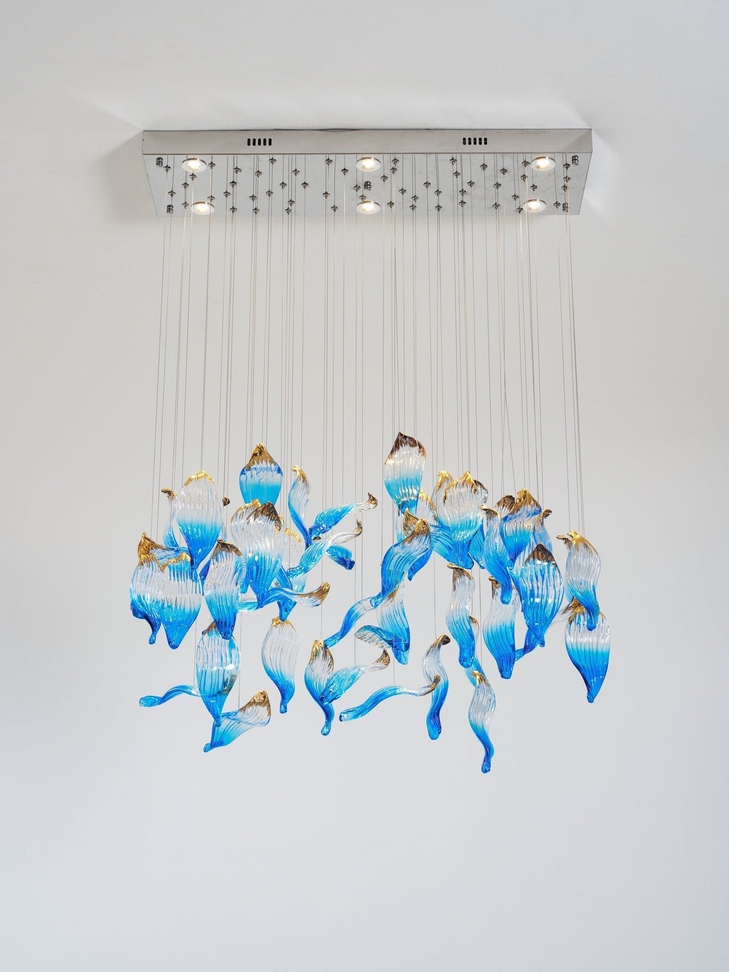 Galaxy Ocean Drift Blown Glass Crystal Spiral Chandelier