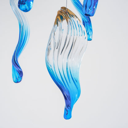 Galaxy Ocean Drift Blown Glass Crystal Spiral Chandelier