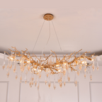 Agnes Brass Branch Crystal Chandelier For Dining Room
