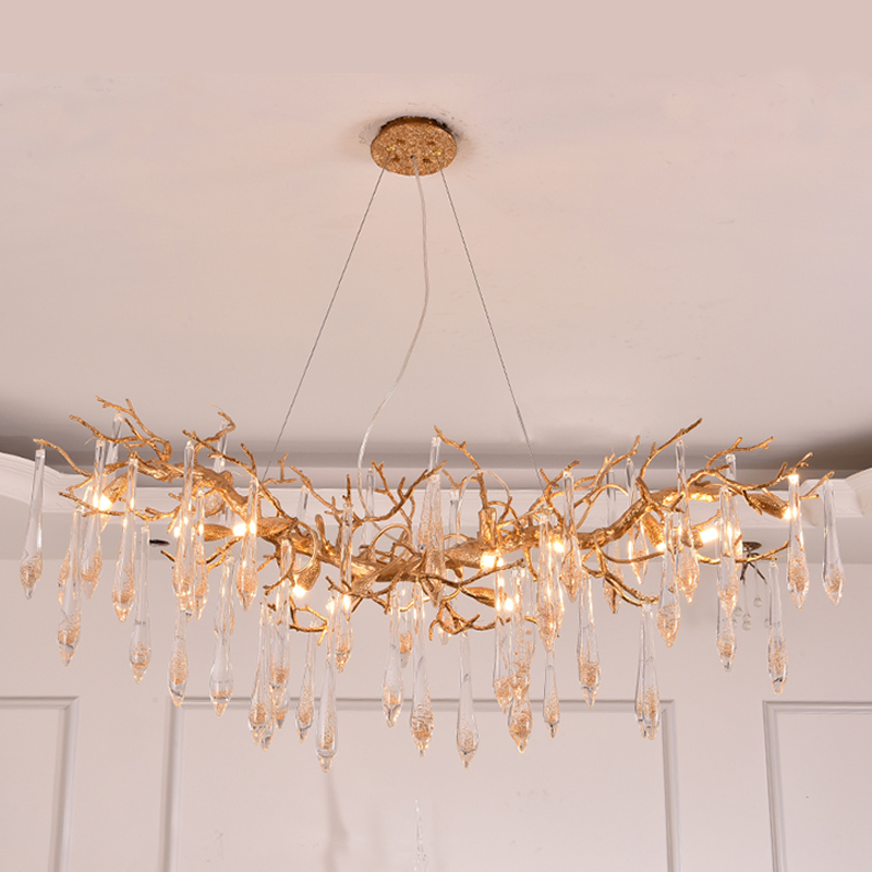 Agnes Brass Branch Crystal Chandelier For Dining Room