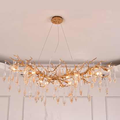 Agnes Brass Branch Crystal Chandelier For Dining Room