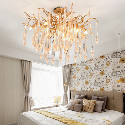 Agnes Brass Branch Crystal Ceiling Light
