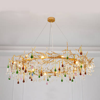 Avis Colorful Crystal Rain Branch Chandelier
