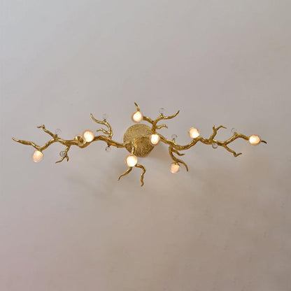 Modern Linear Glass Ball Branch Semi Flush Chandelier