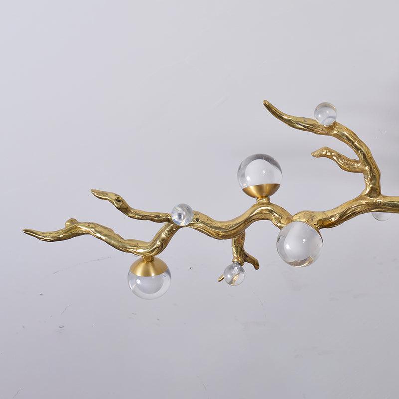 Modern Linear Glass Ball Branch Semi Flush Chandelier