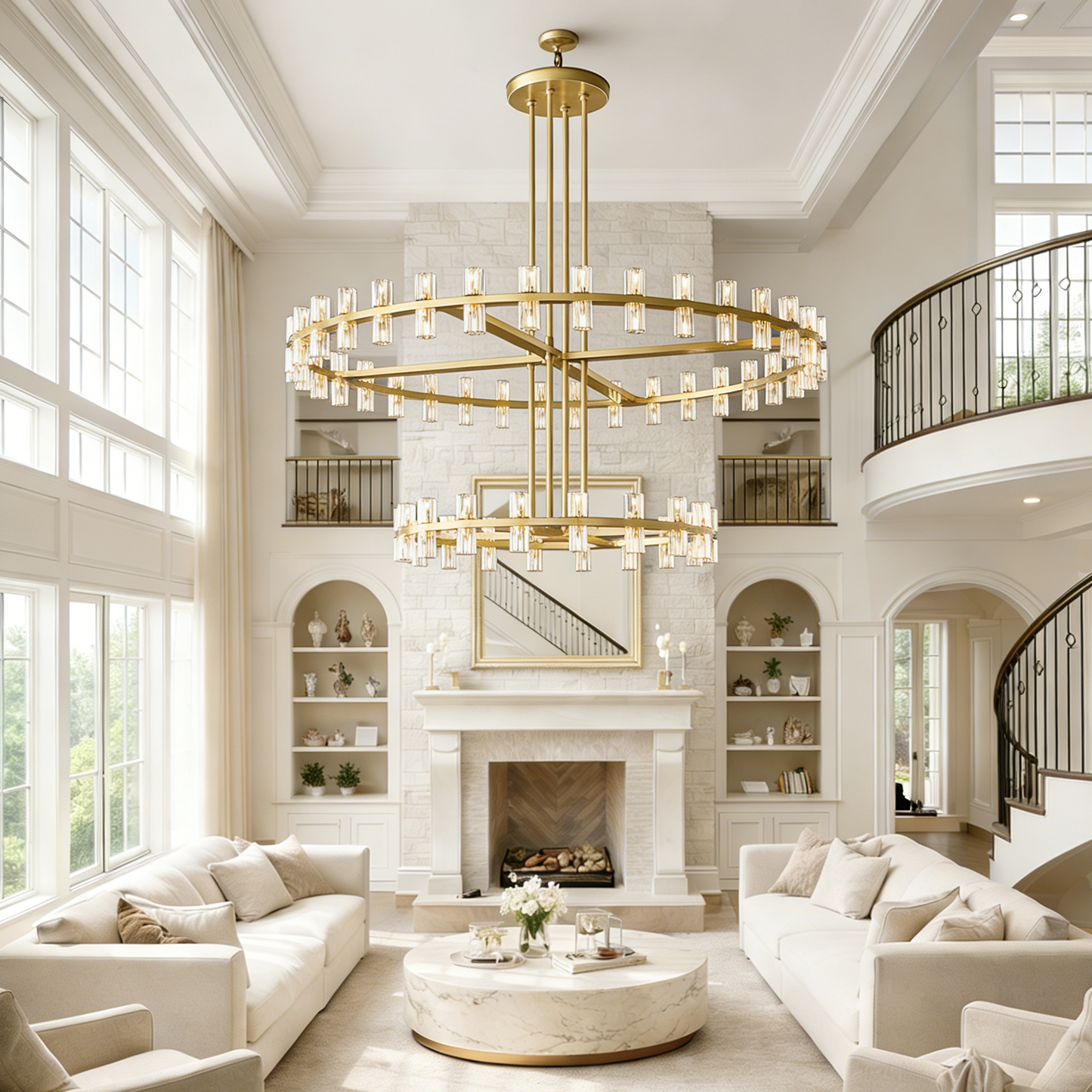 Arcuphoe Series Round Two-tierd Wagon Wheel Chandelier