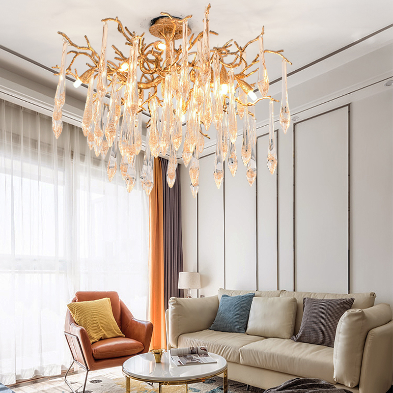 Agnes Brass Branch Crystal Ceiling Light