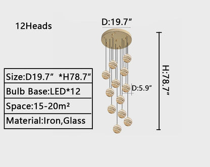 Nordic Planet Creative Long Ball Pendant Chandelier Staircase Foyer