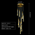 Foyer Glass Drops Pendant Chandelier Spiral Staircase High Ceiling Light Fixture In Gold Finish